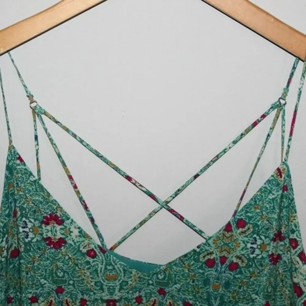 NWT Maeve Anthropologie Meret Silk Tunic Top Green Paisley Floral Anthro Size 4 - Picture 3 of 10